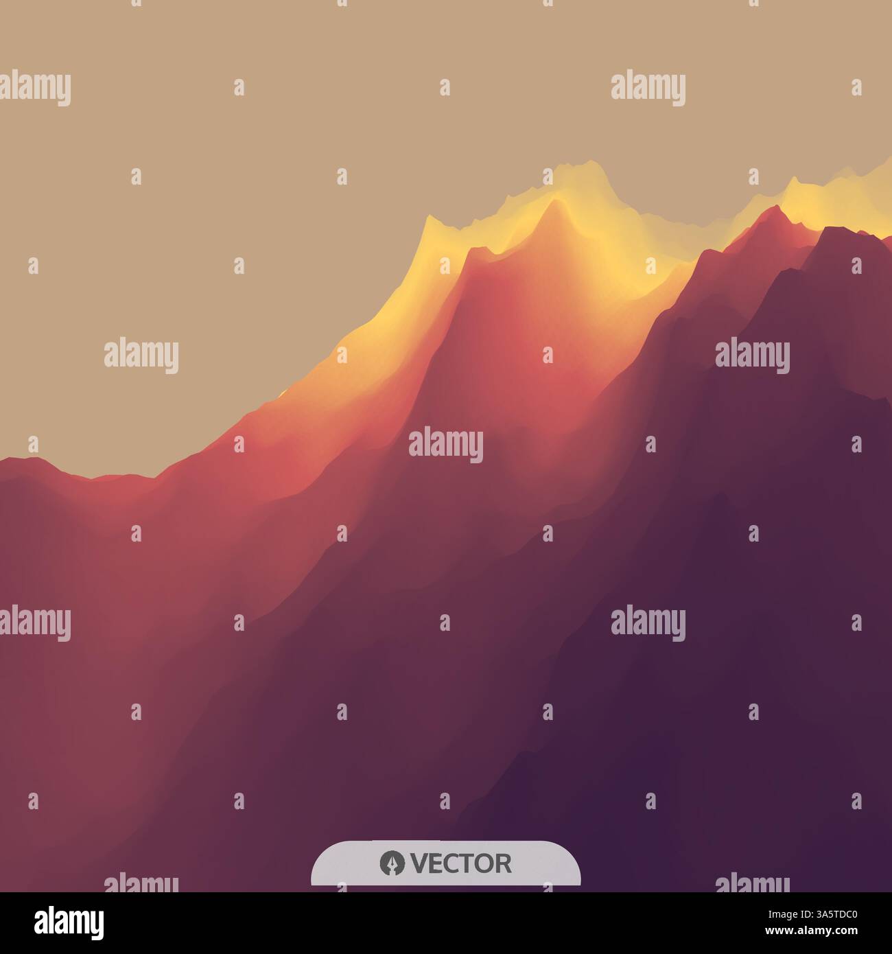 Mountain Landscape. Mountainous Terrain. Vector Illustration. Abstract Background. Stock Vector