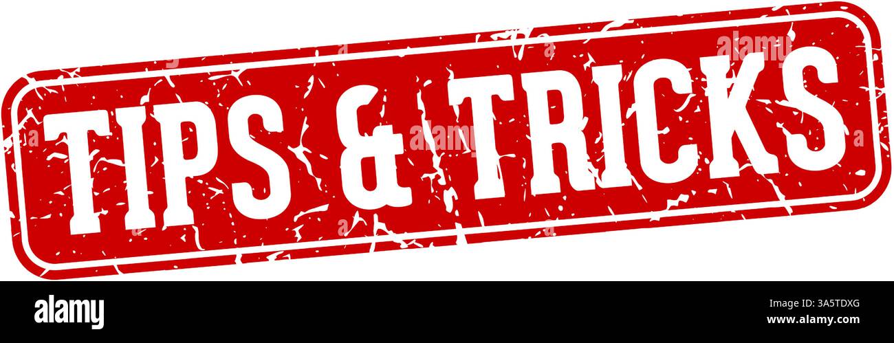 tips & tricks stamp. tips & tricks rectangular sign isolated on transparent background Stock Vector