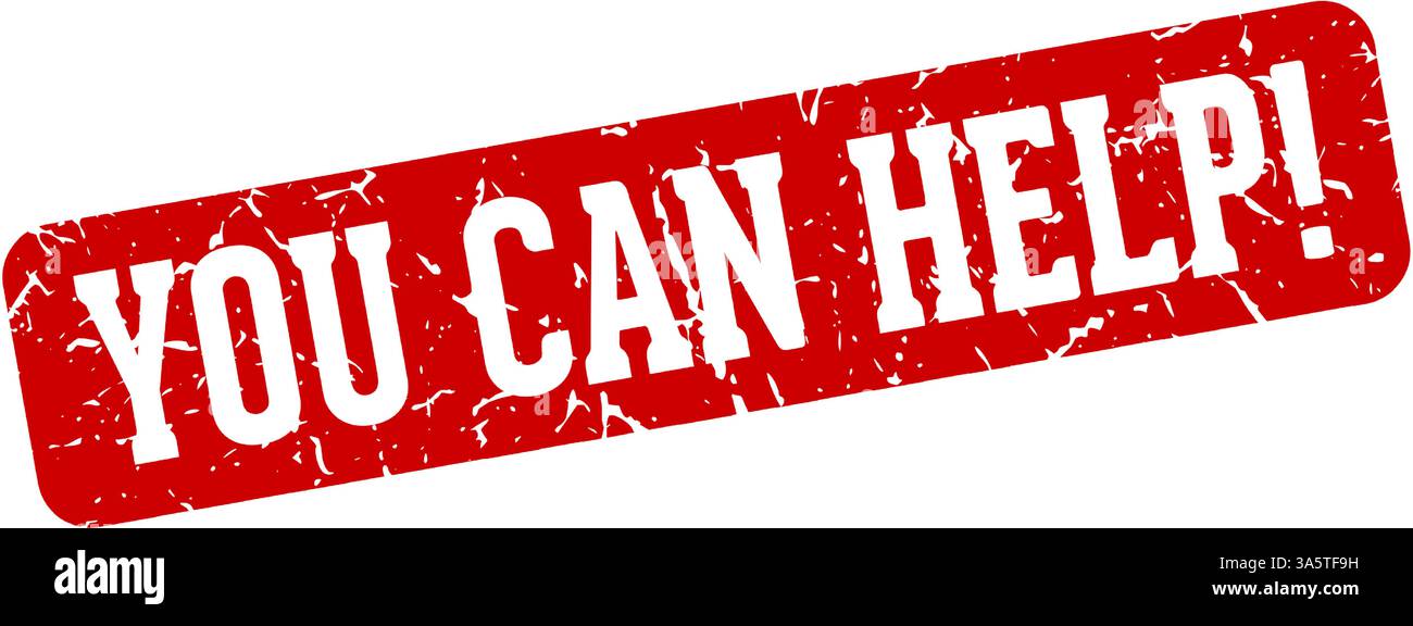 you can help stamp. you can help rectangular sign isolated on transparent background Stock Vector