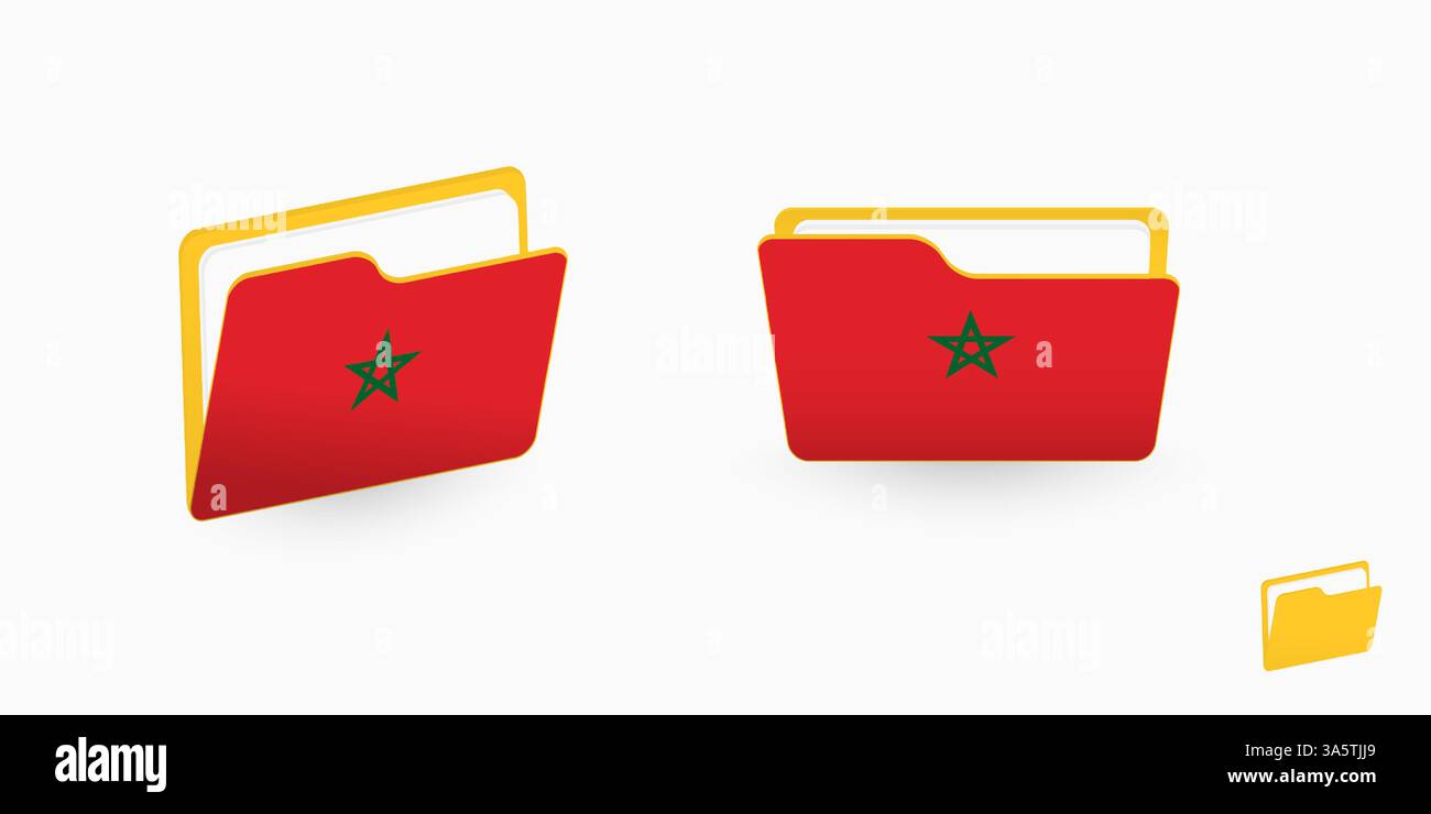 Morocco flag on two type of folder icon. Vector illustration. Stock Vector