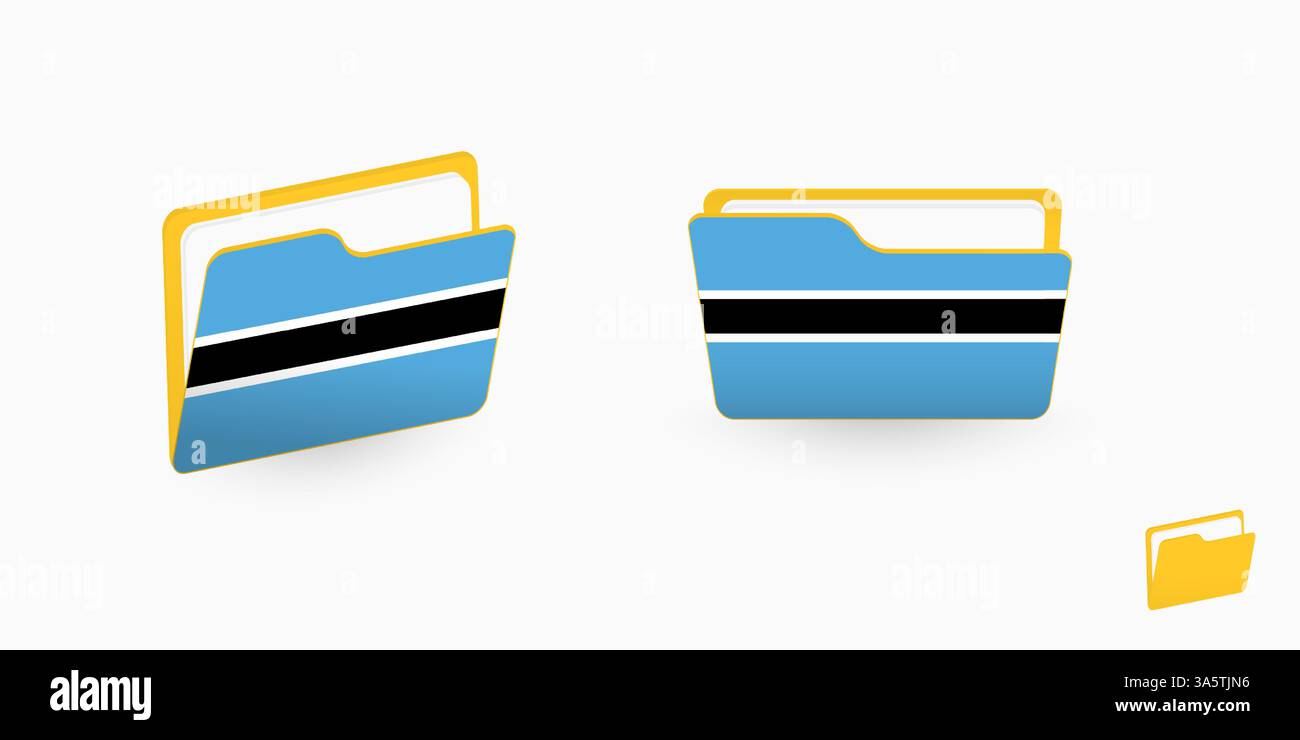 Botswana flag on two type of folder icon. Vector illustration. Stock Vector