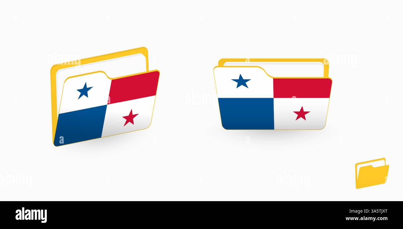 Panama flag on two type of folder icon. Vector illustration. Stock Vector