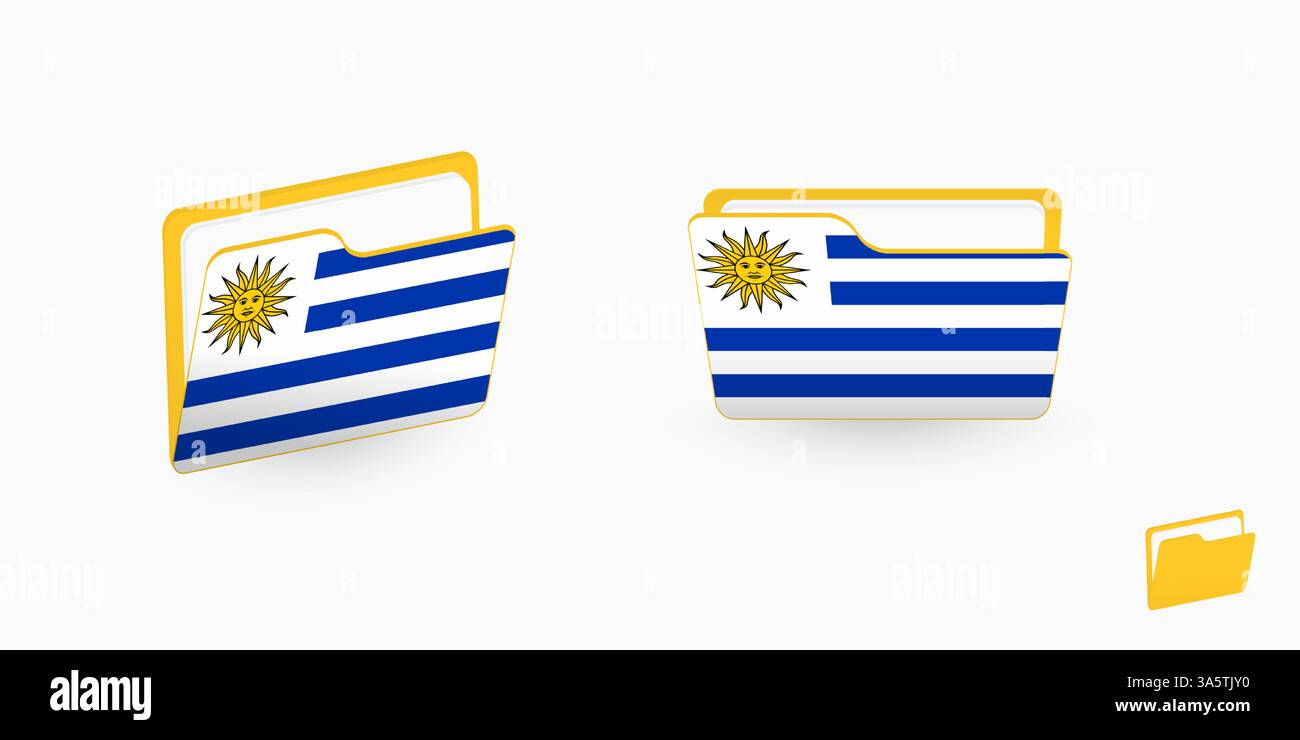 Uruguay flag on two type of folder icon. Vector illustration. Stock Vector
