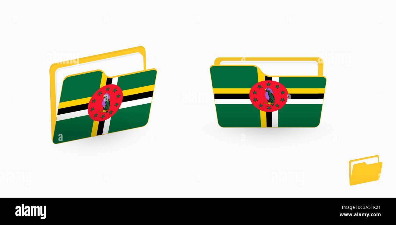Dominica flag on two type of folder icon. Vector illustration Stock ...