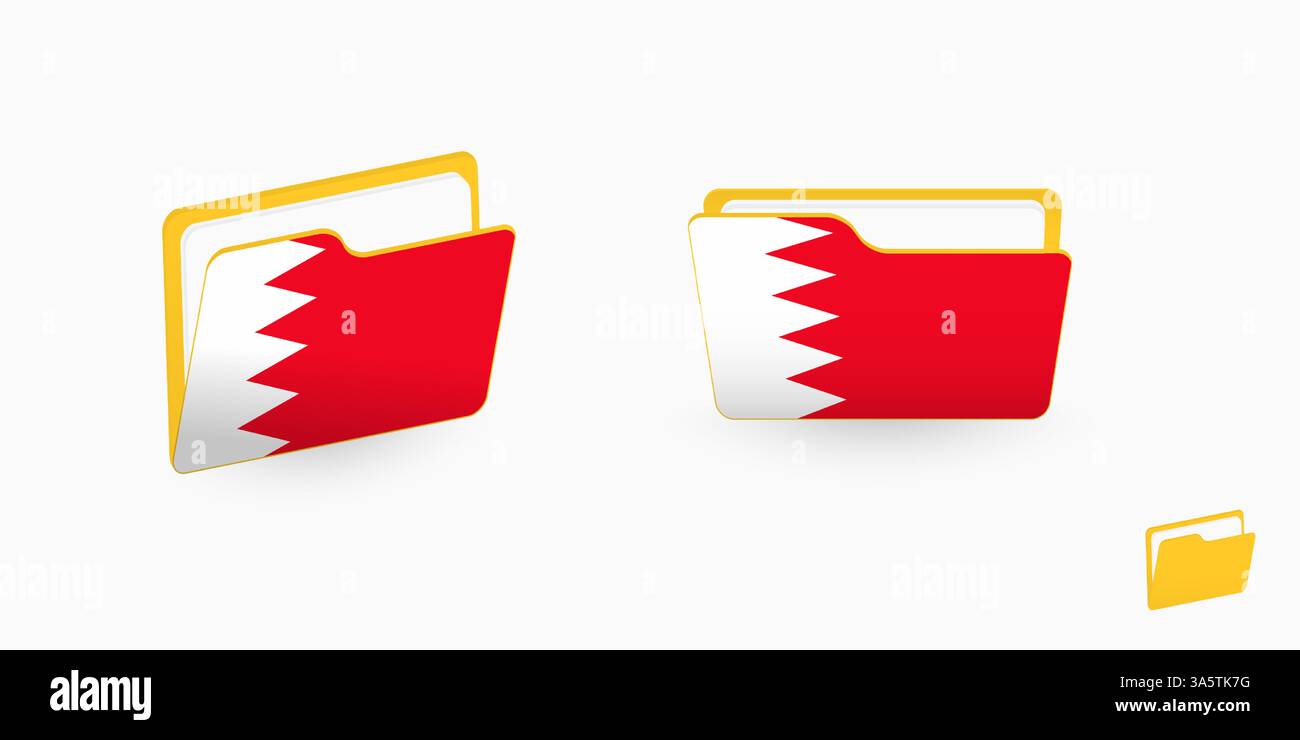 Bahrain flag on two type of folder icon. Vector illustration. Stock Vector