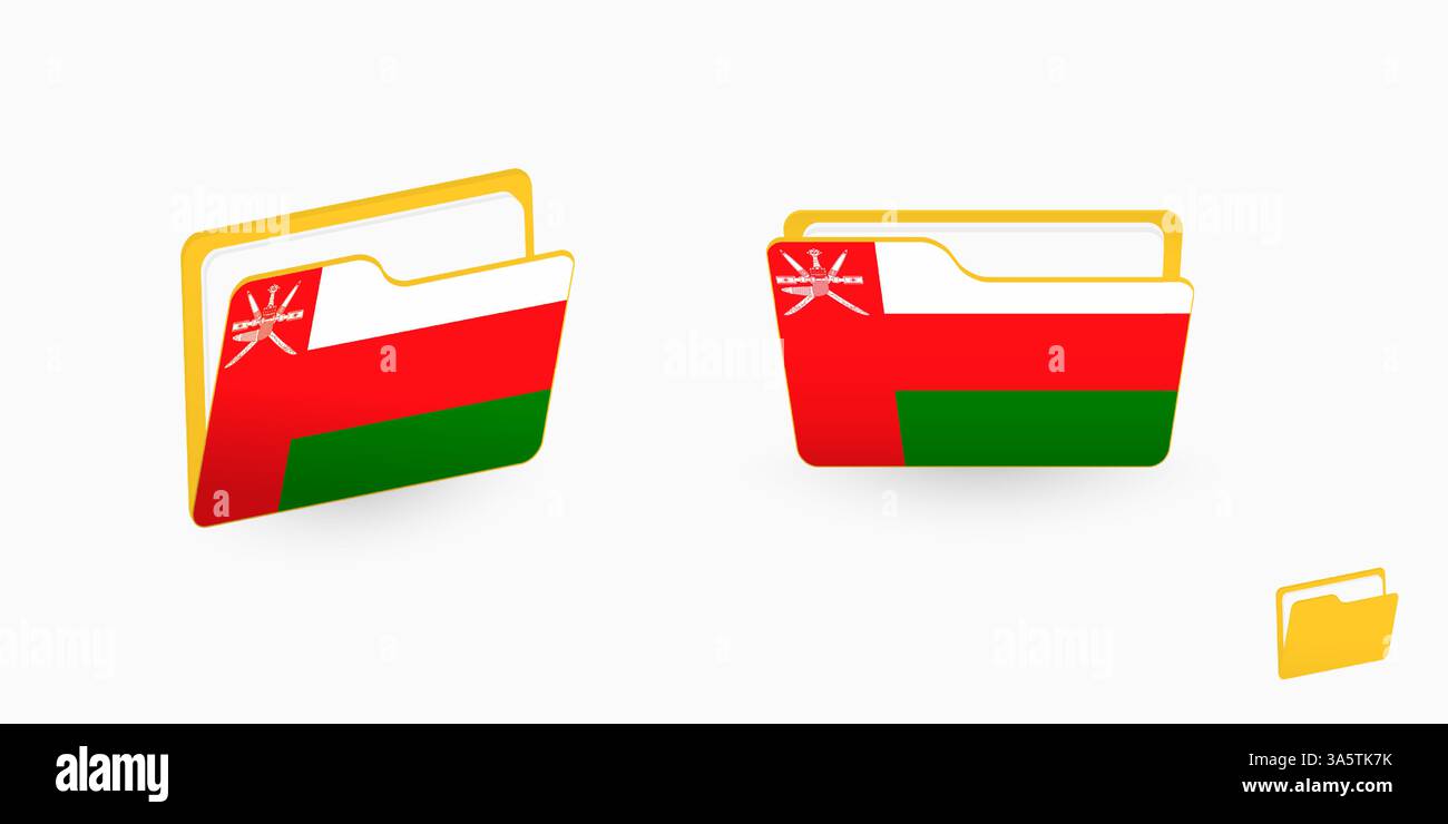 Oman flag on two type of folder icon. Vector illustration Stock Vector ...