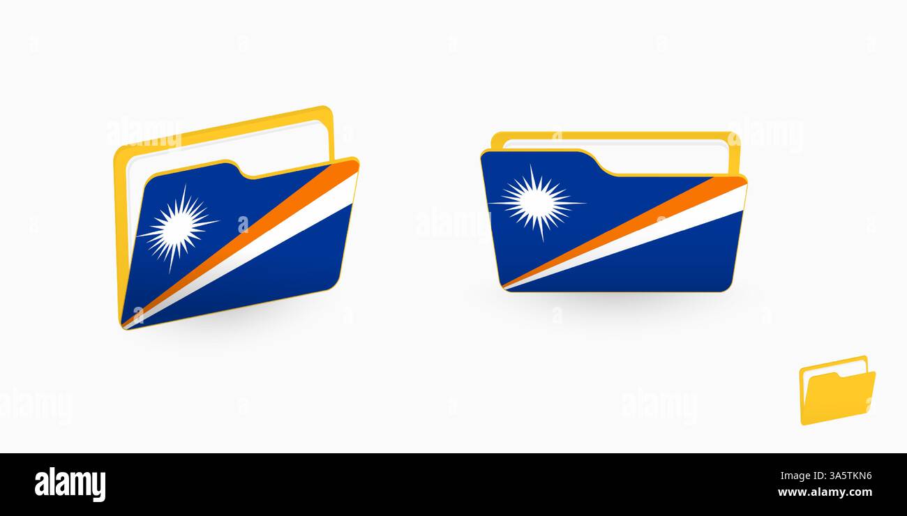 Marshall Islands flag on two type of folder icon. Vector illustration ...