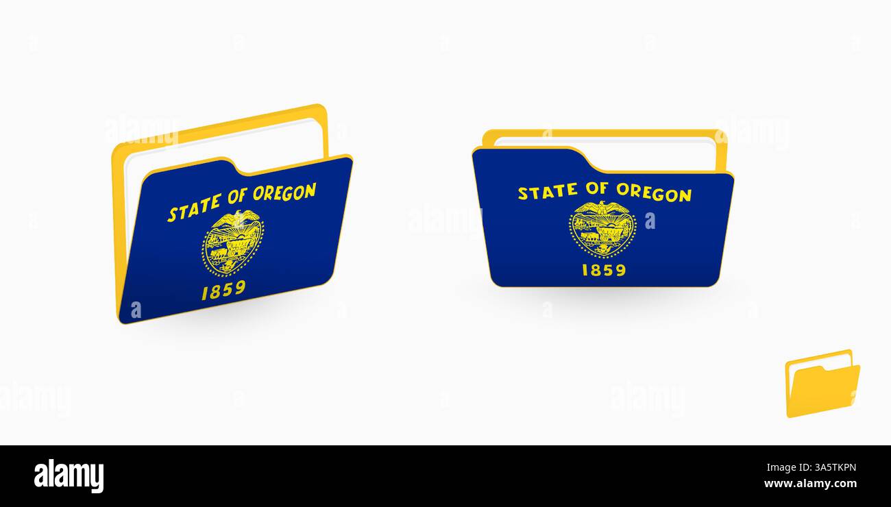 Oregon flag on two type of folder icon. Vector illustration Stock ...