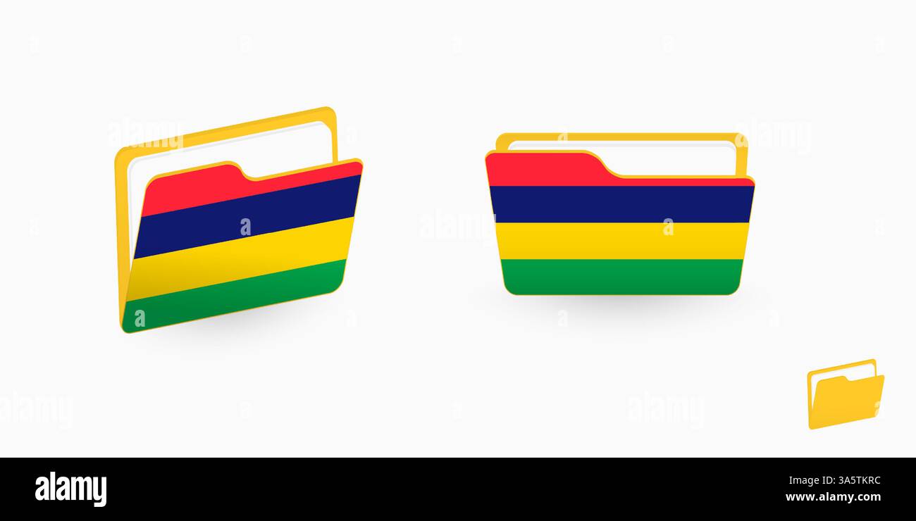 Mauritius flag on two type of folder icon. Vector illustration. Stock Vector