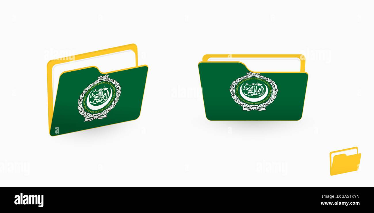 Arab League flag on two type of folder icon. Vector illustration Stock ...