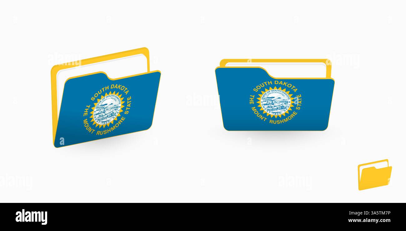 South Dakota flag on two type of folder icon. Vector illustration Stock ...