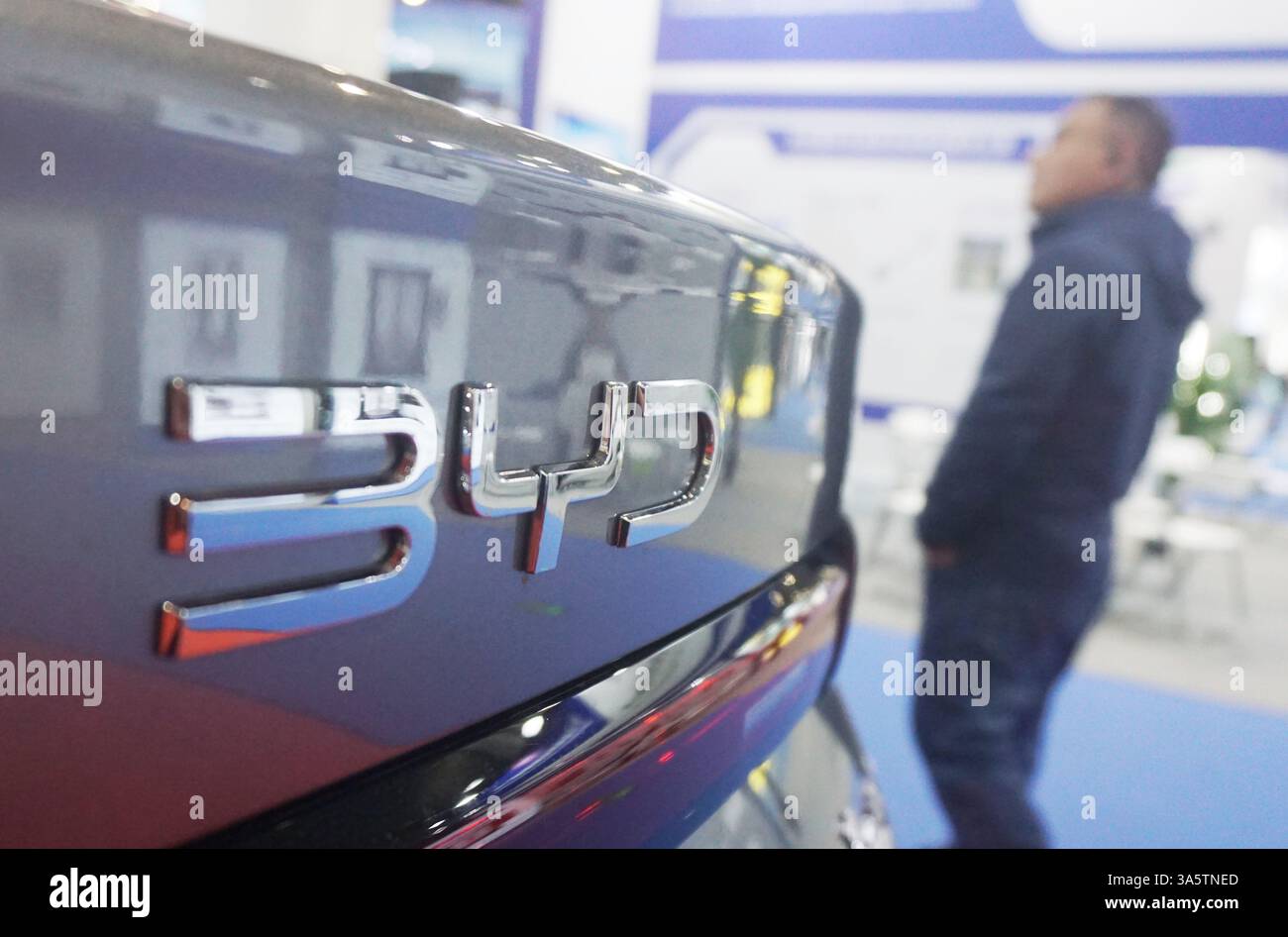 HANGZHOU, CHINA - MARCH 24, 2025 - The BYD stand at an exhibition in ...