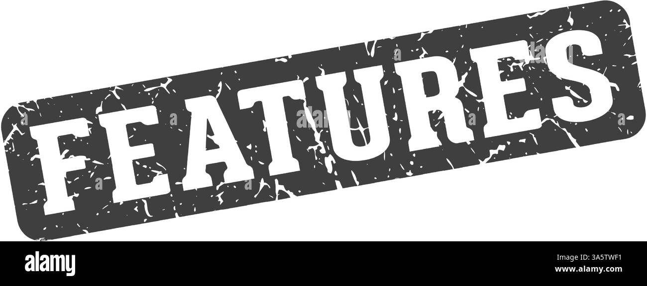 features stamp. features rectangular sign isolated on transparent ...