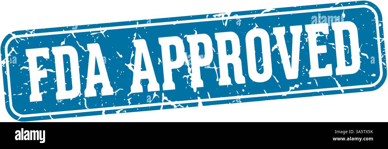 fda approved stamp. fda approved rectangular sign isolated on transparent background Stock Vector