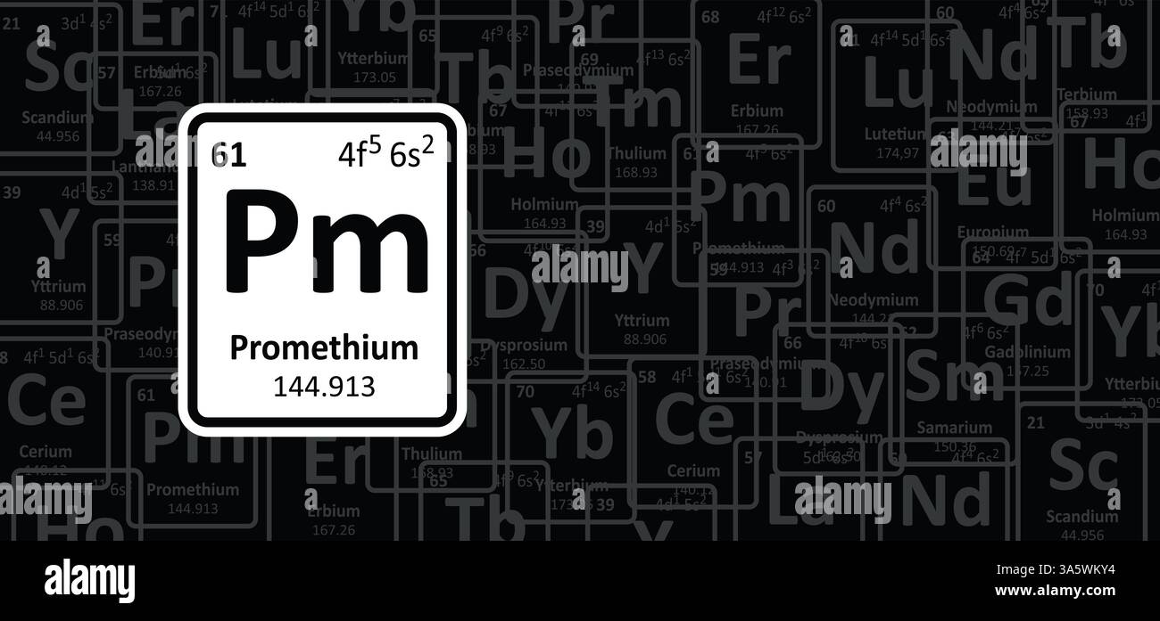 Promethium, symbol Pm, atomic number 61. Is a radioactive chemical ...