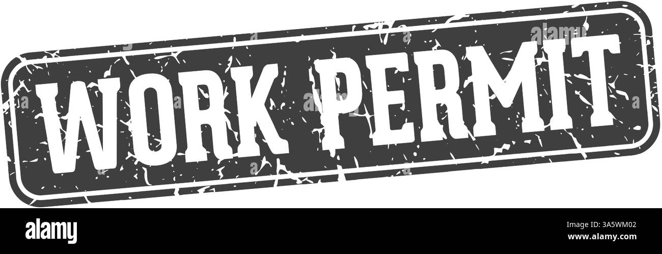 work permit stamp. work permit rectangular sign isolated on transparent background Stock Vector