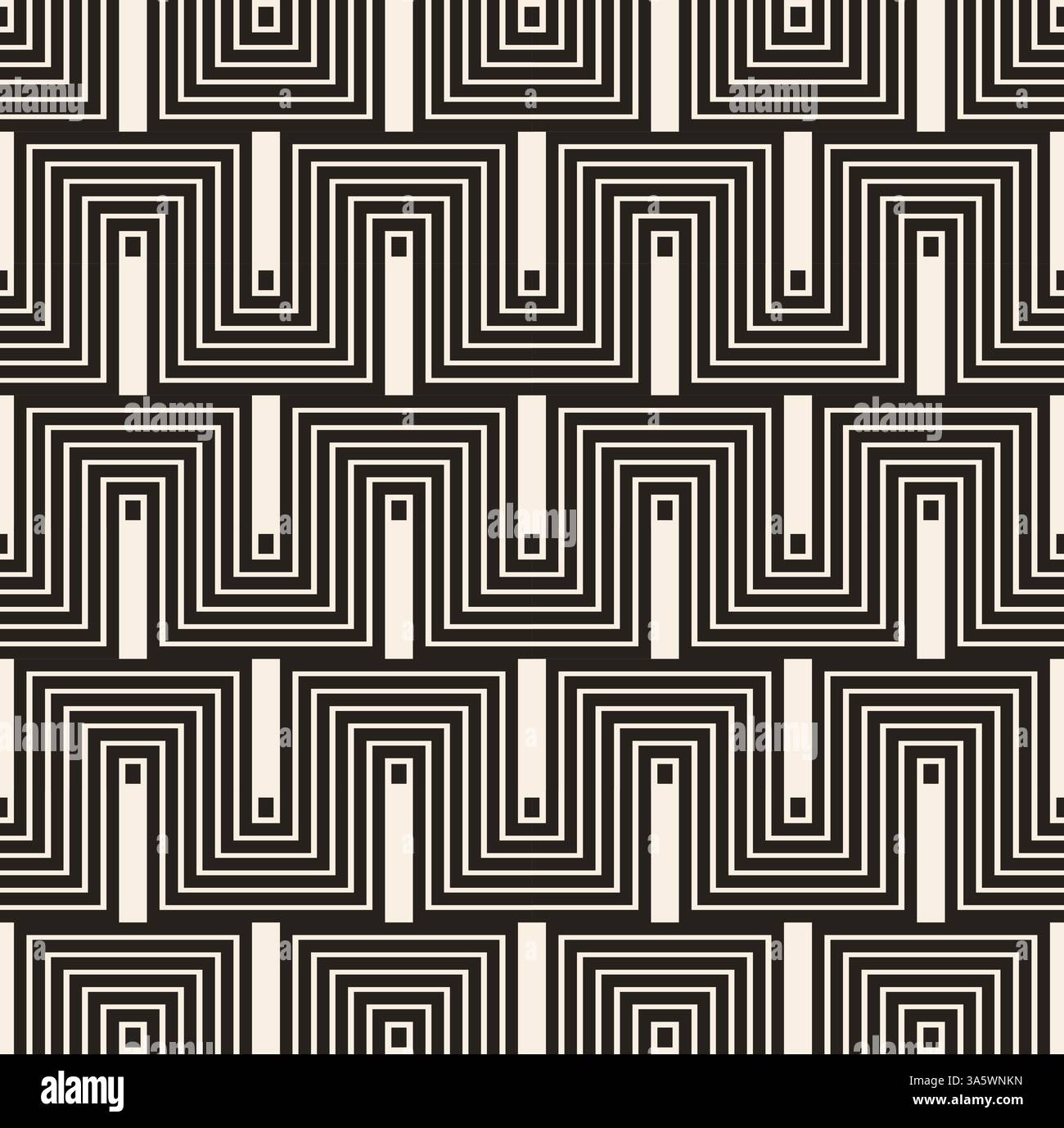 Ornamental black rectangles seamless pattern as egyptian decoration. Stock Vector