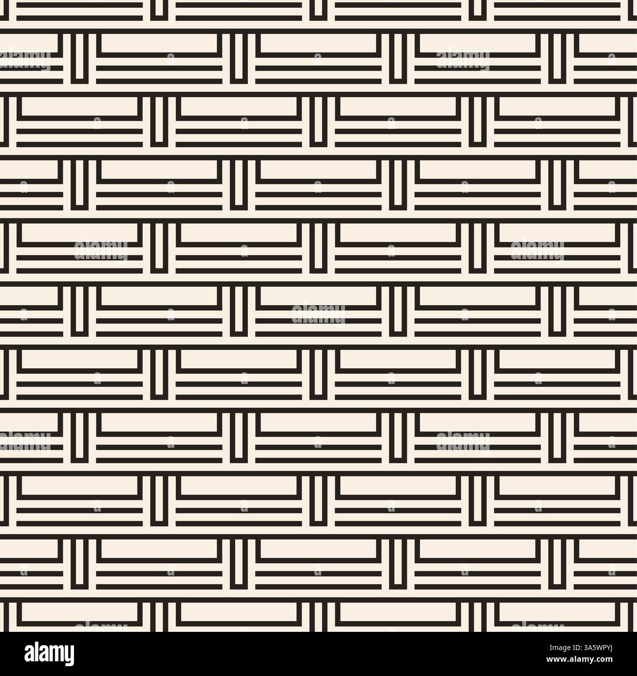 Ornamental black lines rectangles seamless pattern. Chess ordervertical linear rectangles. Stock Vector