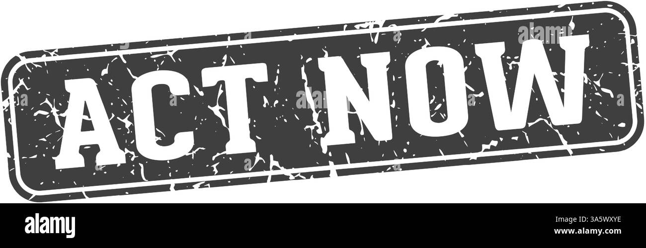 act now stamp. act now rectangular sign isolated on transparent background Stock Vector