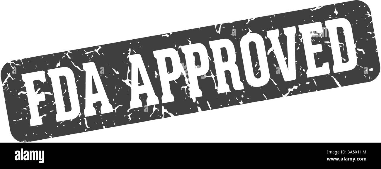 fda approved stamp. fda approved rectangular sign isolated on transparent background Stock Vector