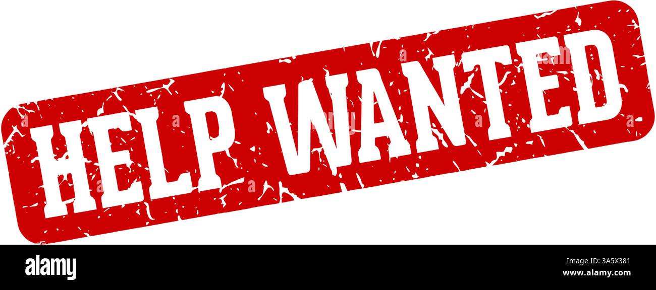 help wanted stamp. help wanted rectangular sign isolated on transparent background Stock Vector
