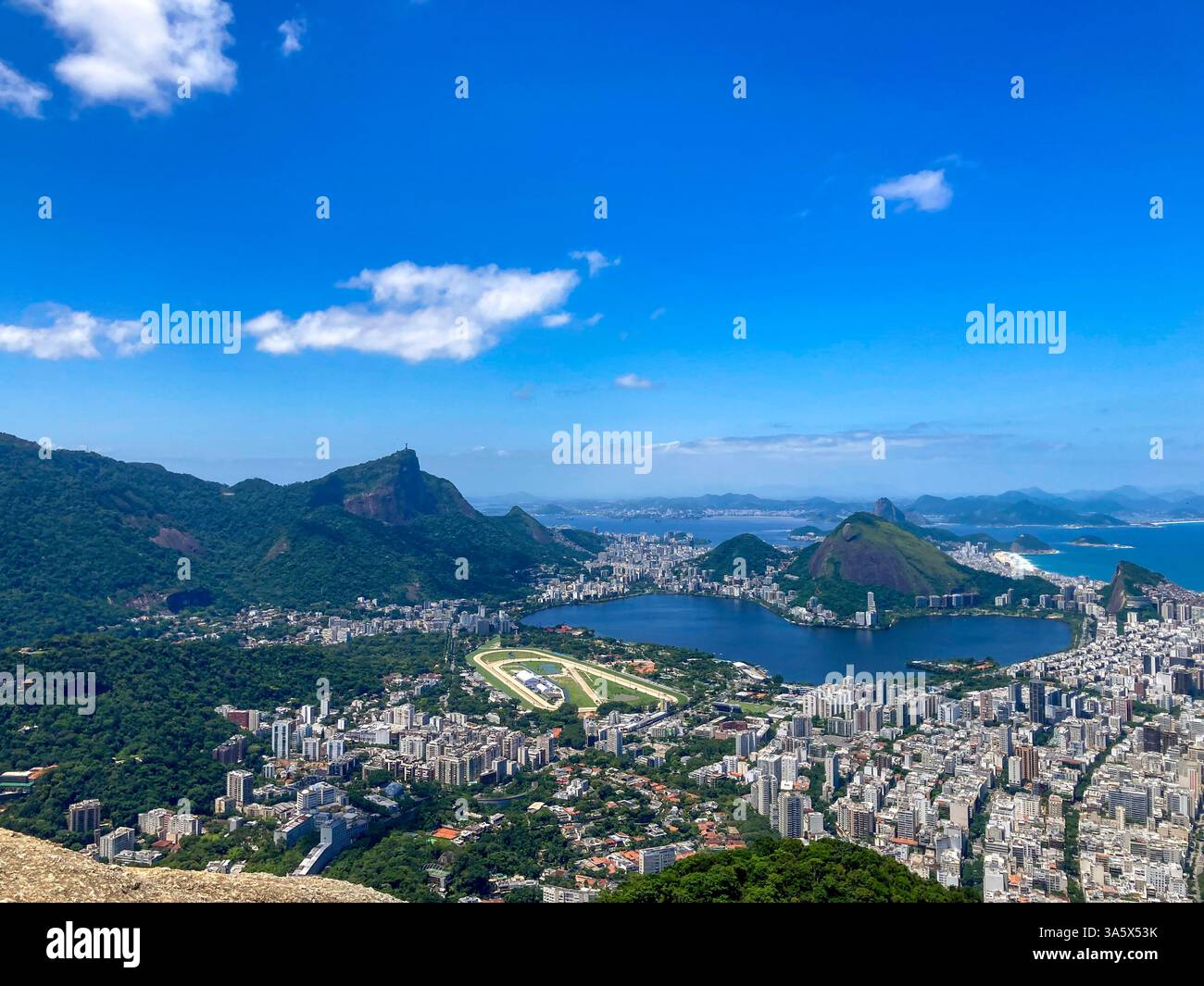 Blue Sky Rio Background Cityscape with Mountains, Ocean and Blue Sky, Rio de Jeneiro, Brazil ...