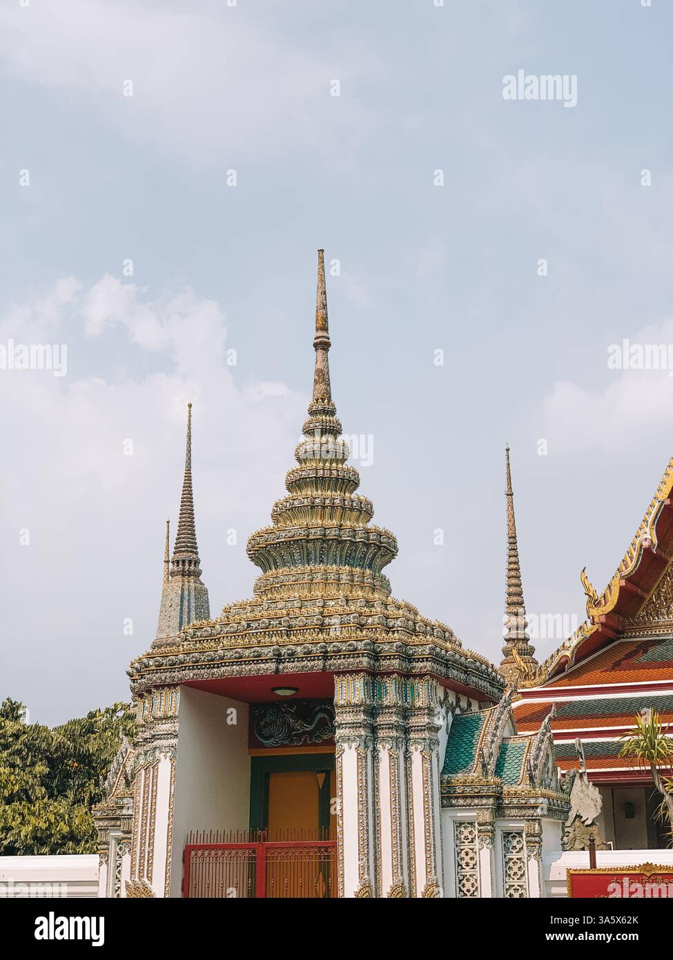 A Detailed Photo of a Temple in Bangkok – Ornate Architecture and Cultural Heritage - Smartphone Captured Stock Image