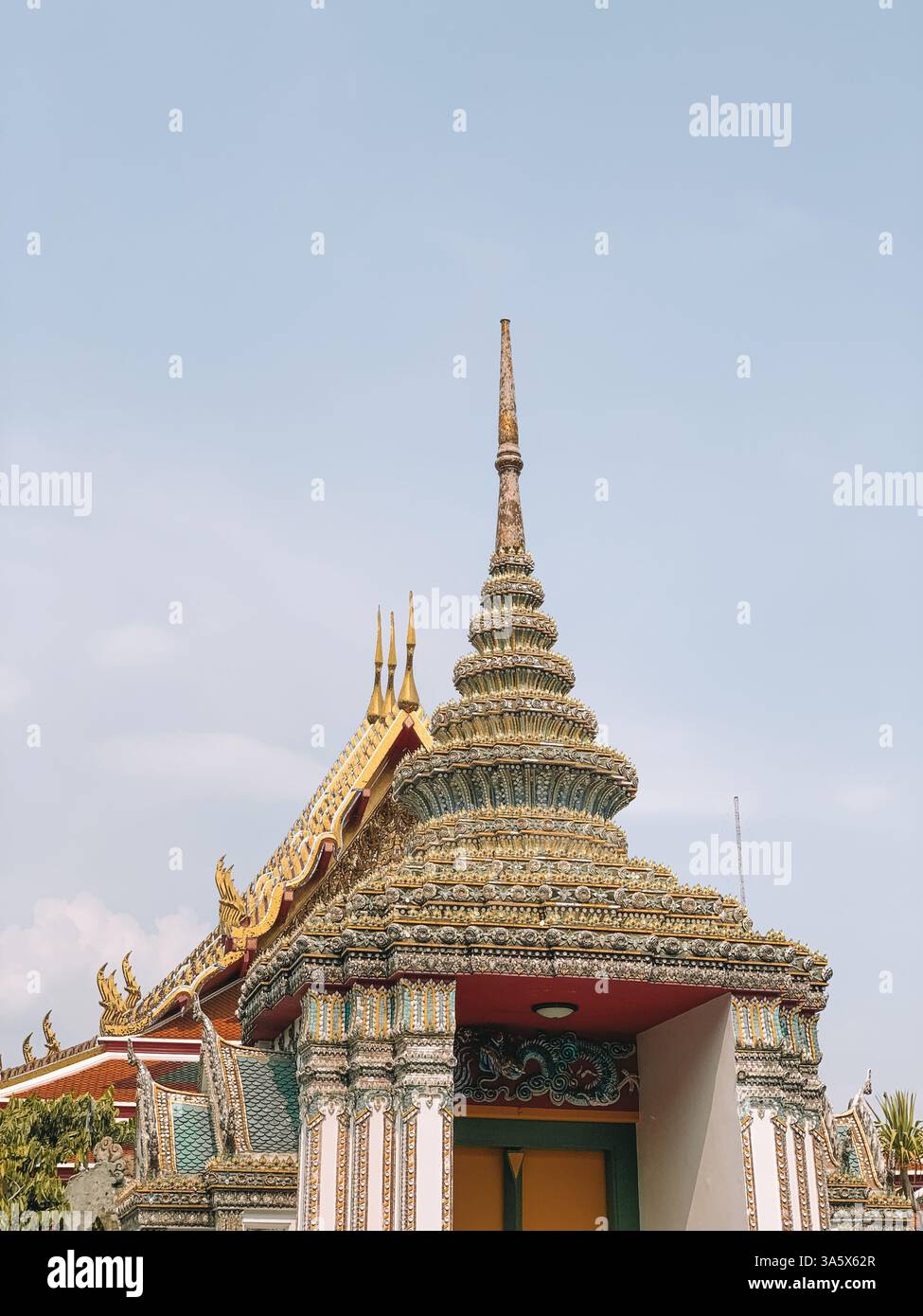 A Detailed Photo of a Temple in Bangkok – Ornate Architecture and Cultural Heritage - Smartphone Captured Stock Image