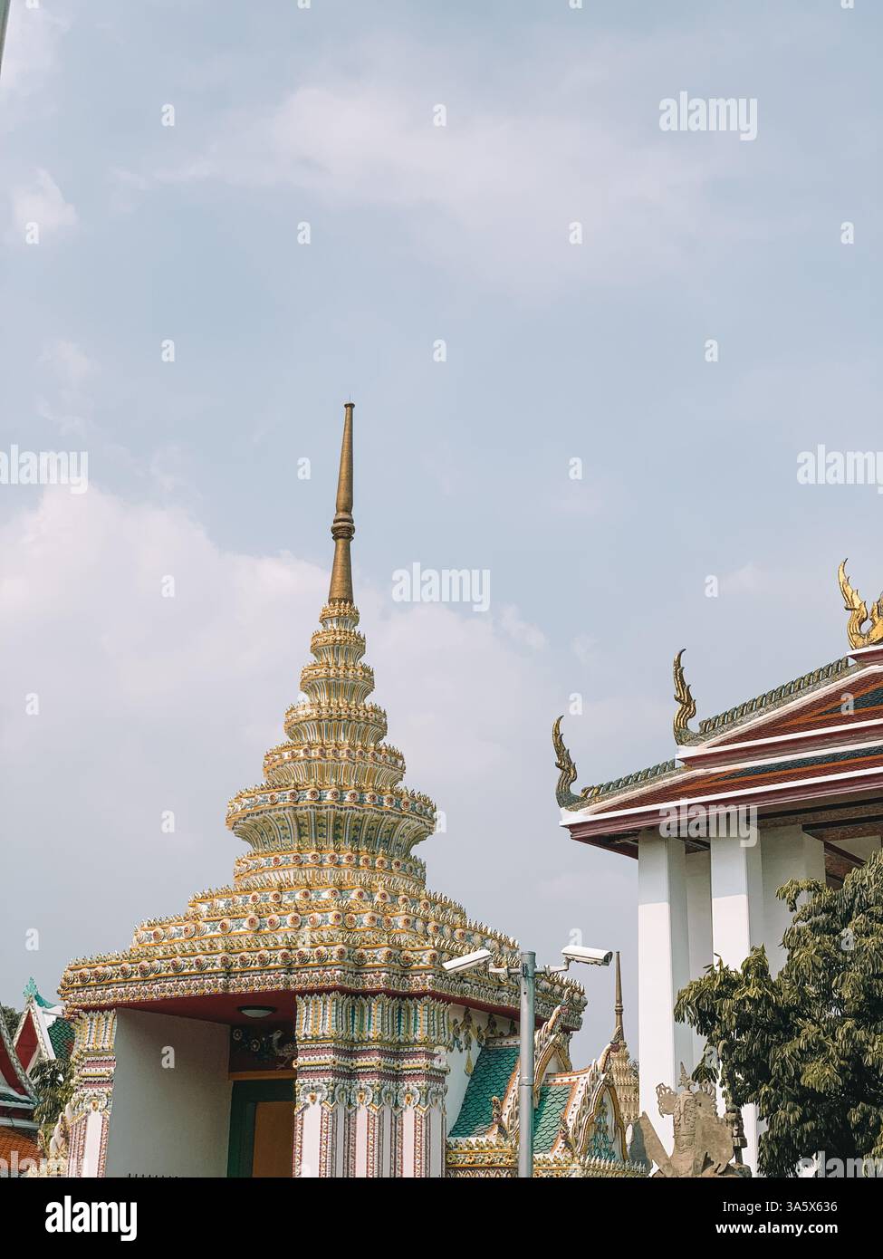 A Detailed Photo of a Temple in Bangkok – Ornate Architecture and Cultural Heritage - Smartphone Captured Stock Image