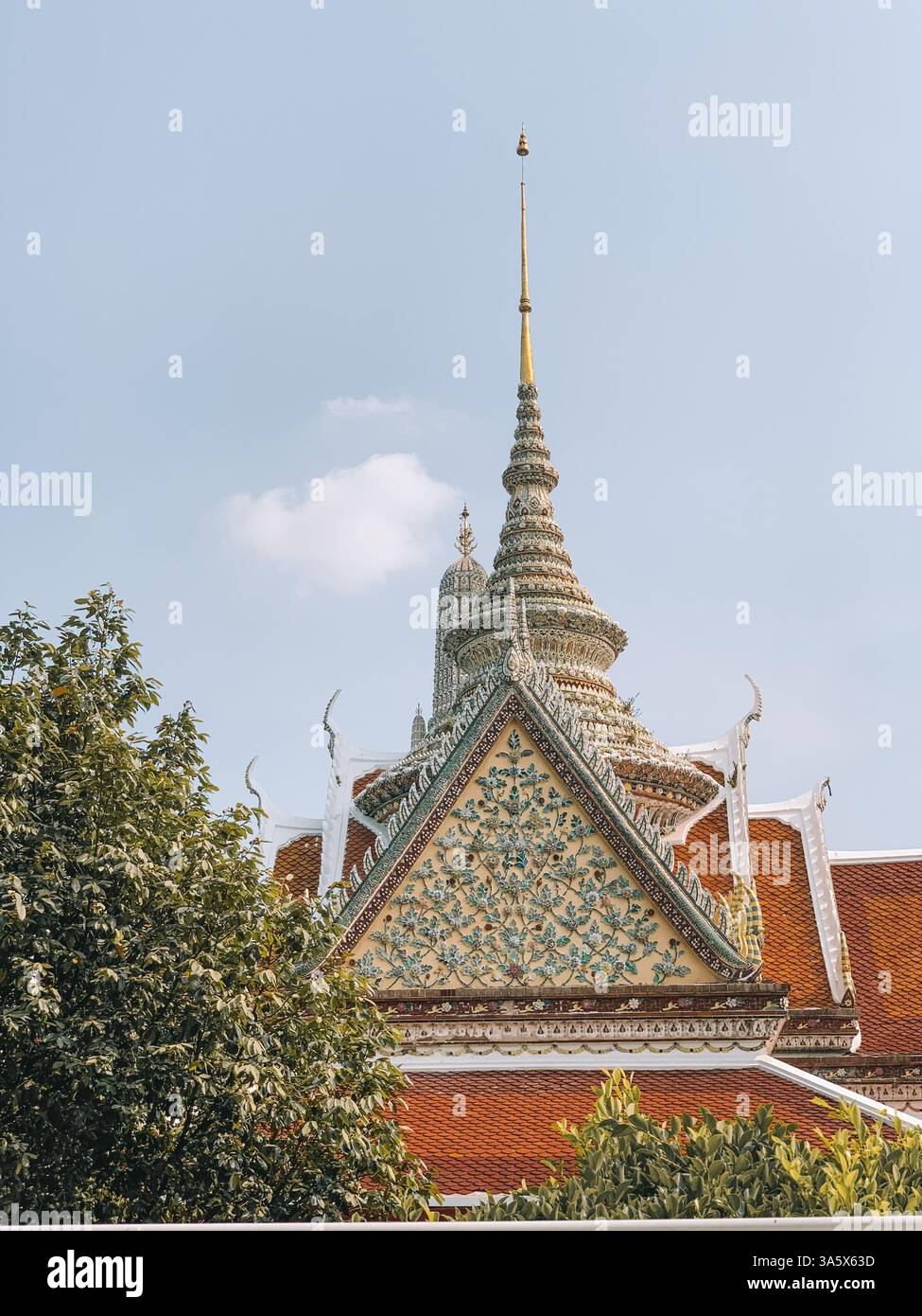 A Detailed Photo of a Temple in Bangkok – Ornate Architecture and Cultural Heritage - Smartphone Captured Stock Image