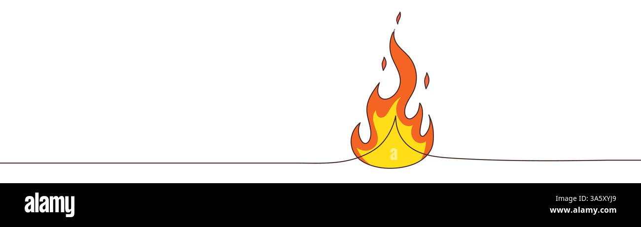 Continuous drawing of fire in one line. Fire flame one line art vector ...