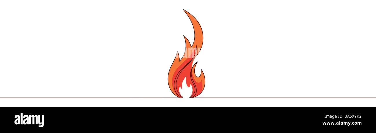 Continuous drawing of fire in one line. Fire flame one line art vector ...