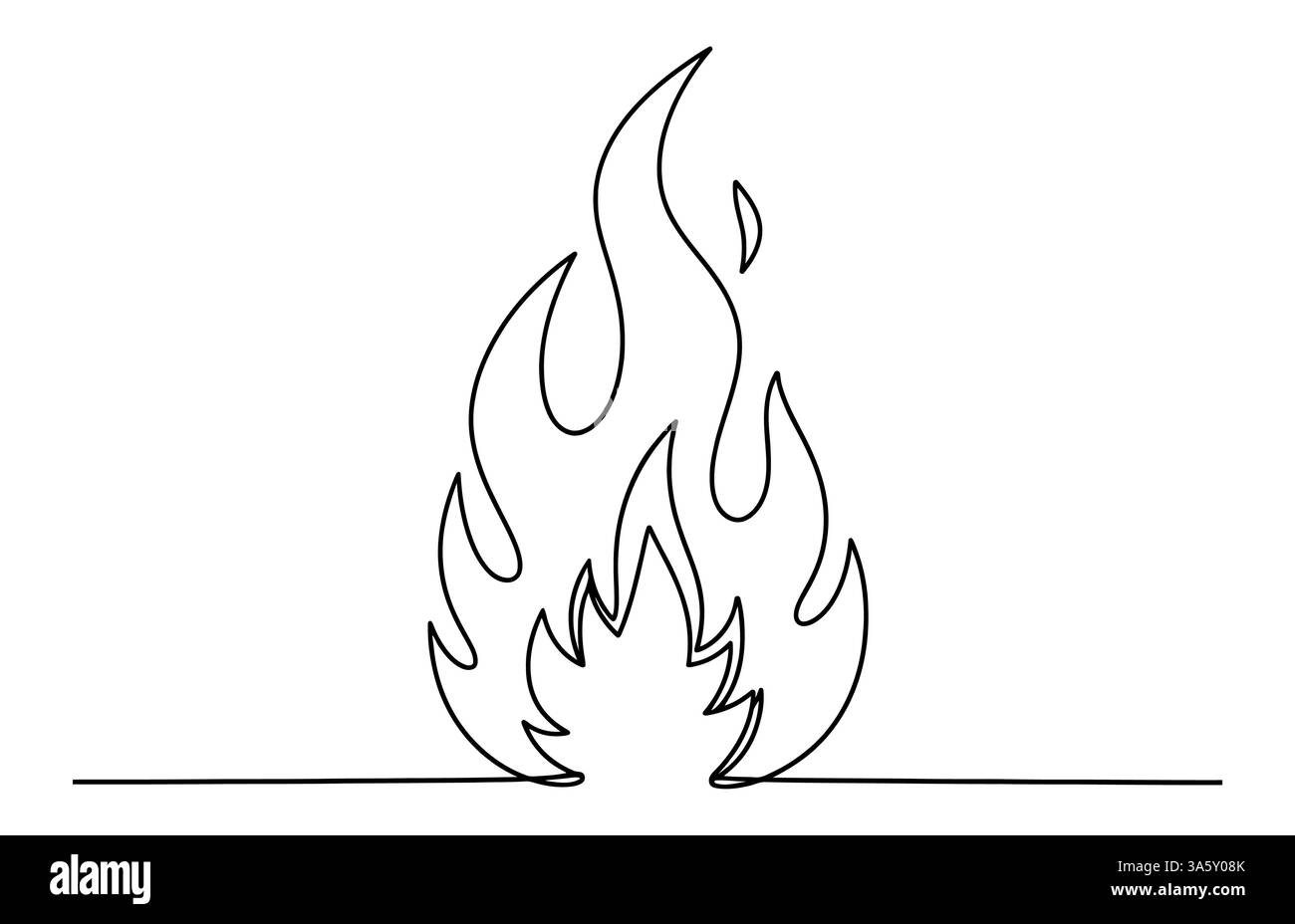 Continuous drawing of fire in one line. Fire flame one line art vector ...