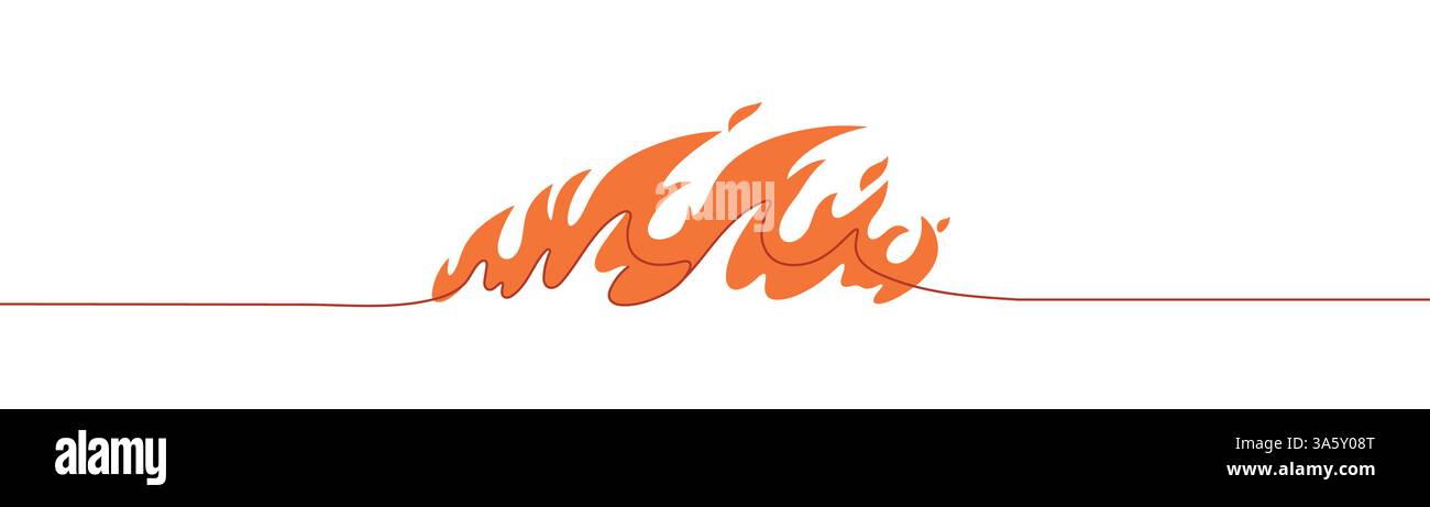 Continuous drawing of fire in one line. Fire flame one line art vector ...