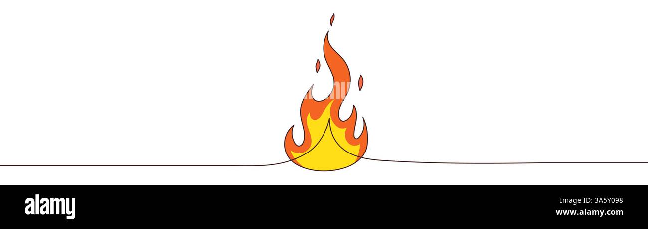 Continuous drawing of fire in one line. Fire flame one line art vector ...