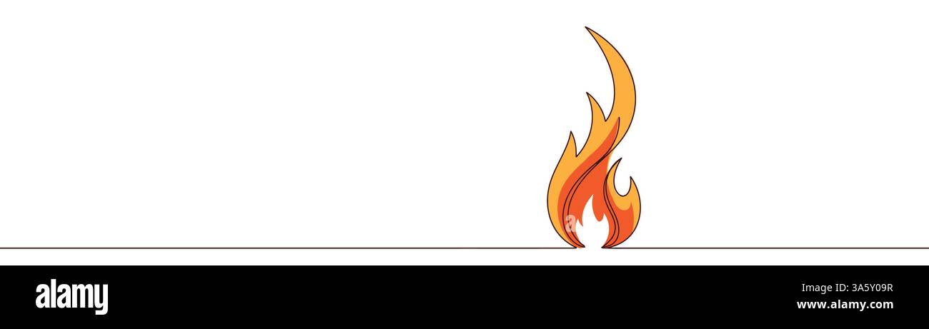 Continuous drawing of fire in one line. Fire flame one line art vector ...