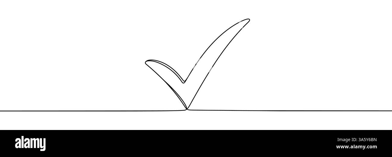 Continuous line drawing check mark icon. Single line confirmation icon ...
