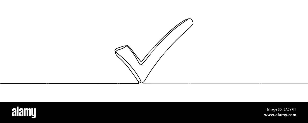 Continuous line drawing check mark icon. Single line confirmation icon ...