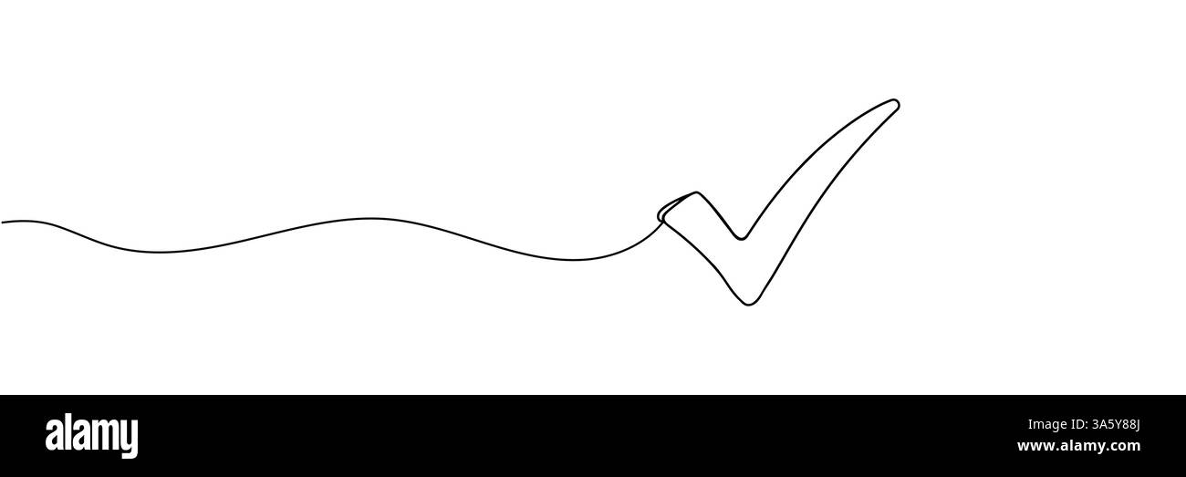 Continuous line drawing check mark icon. Single line confirmation icon. Vector illustration. Stock Vector
