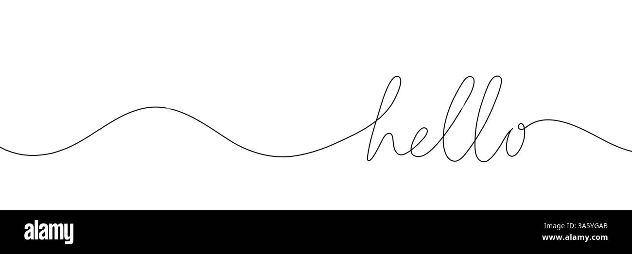 HELLO handwritten lettering. Hand drawn lettering.. One line driving ...
