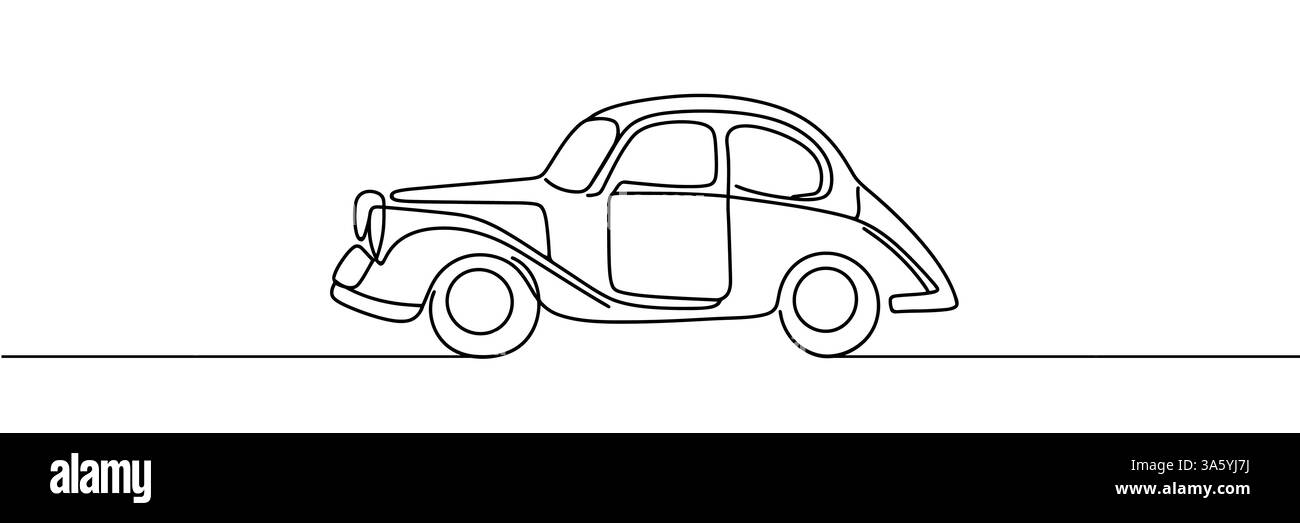 Retro car continuous one line vector drawing Stock Vector Image & Art ...