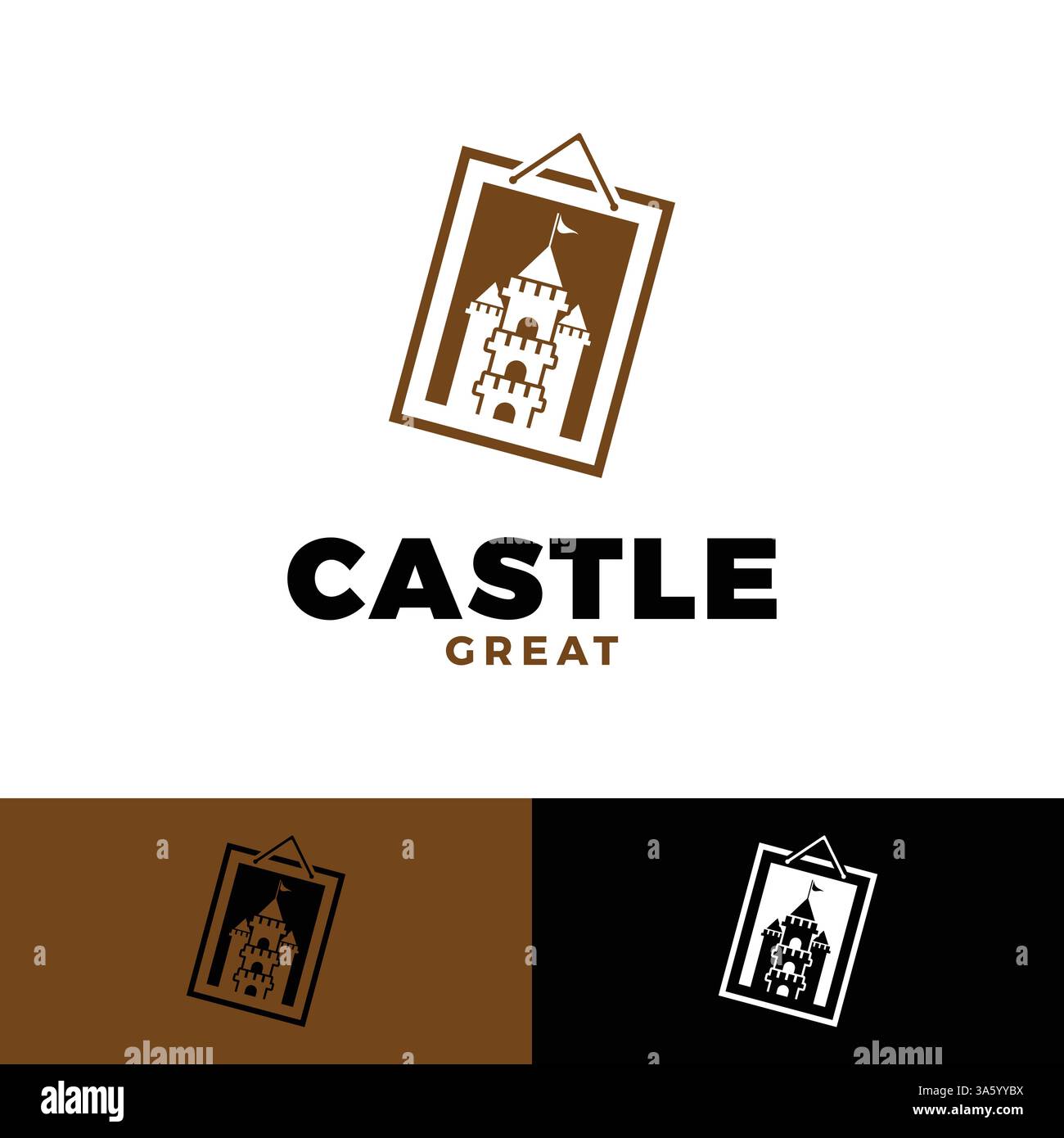 castle frame picture icon logo design template Stock Vector