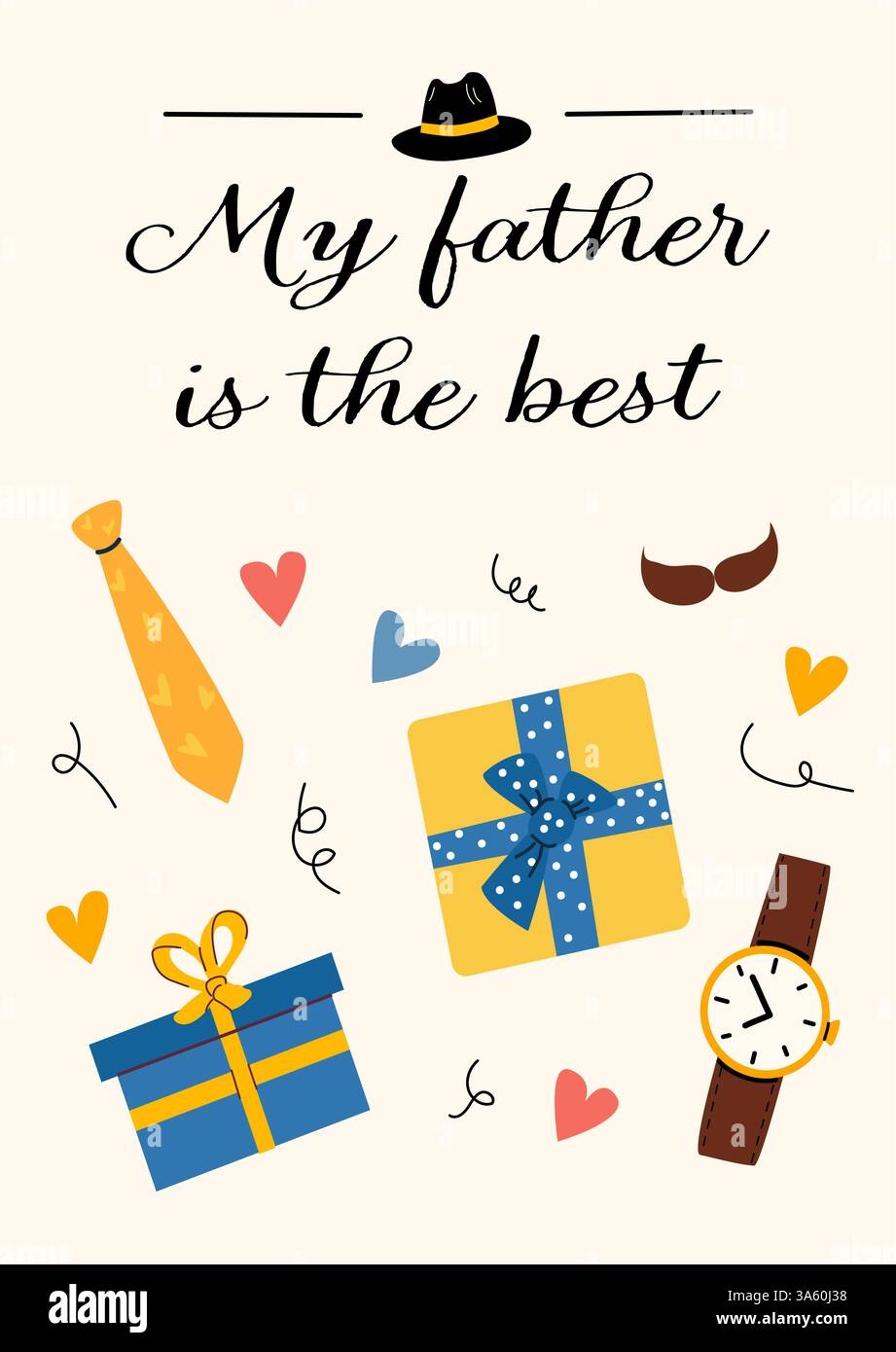 Father's day celebration card with gifts and decorations for father ...