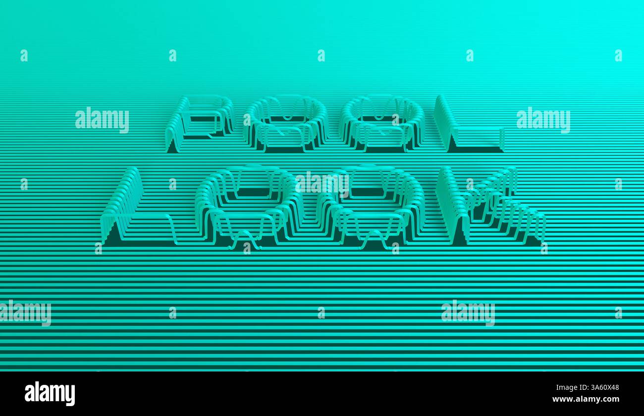 Layered 3D text spelling “Pool Look” in bold aqua tones. Perfect for summer promotions, seasonal campaigns, modern design, digital branding, and trend Stock Photo