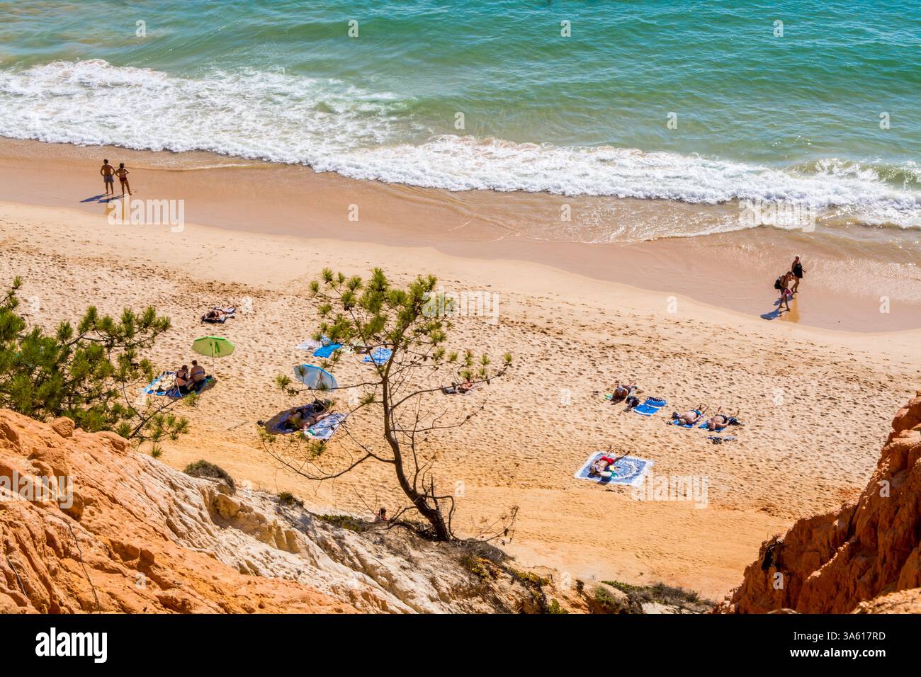 Red sandstone cliffs of Praia da Falésia, Albufeira district, southern, portugal Stock Photo