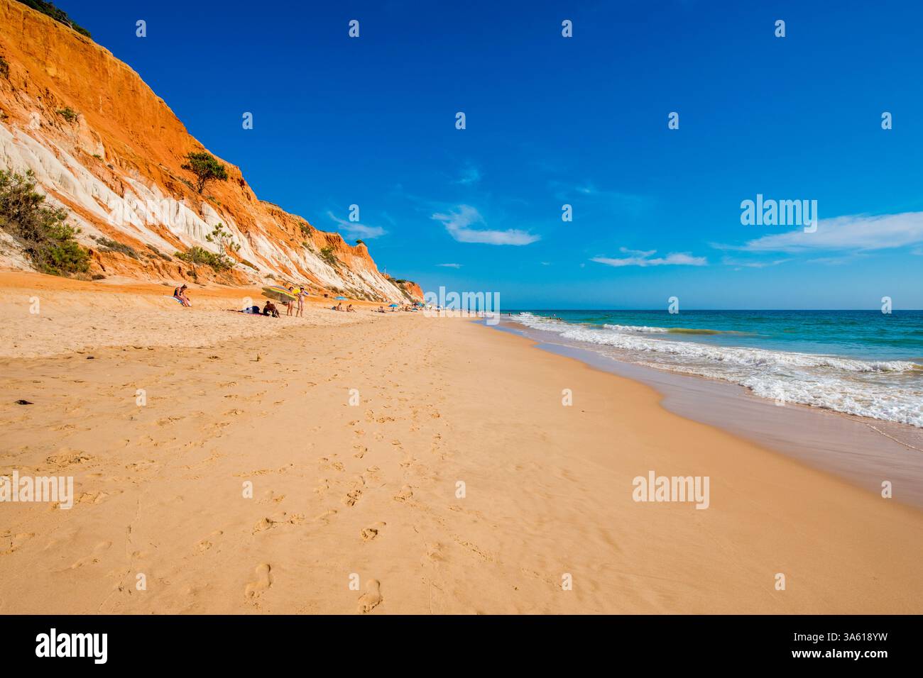 Red sandstone cliffs of Praia da Falésia, Albufeira district, southern, portugal Stock Photo