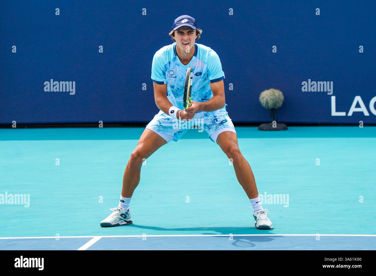Miami, Florida, USA. 24th Mar, 2025. Adam Walton (AUS) waits for the serve from Coleman Wong (not pictured) during the men's singles third round match at the 2025 Miami Open presented by Itau at Hard Rock Stadium. (Credit Image: © Debby Wong/ZUMA Press Wire) EDITORIAL USAGE ONLY! Not for Commercial USAGE! Credit: ZUMA Press, Inc./Alamy Live News Stock Photo