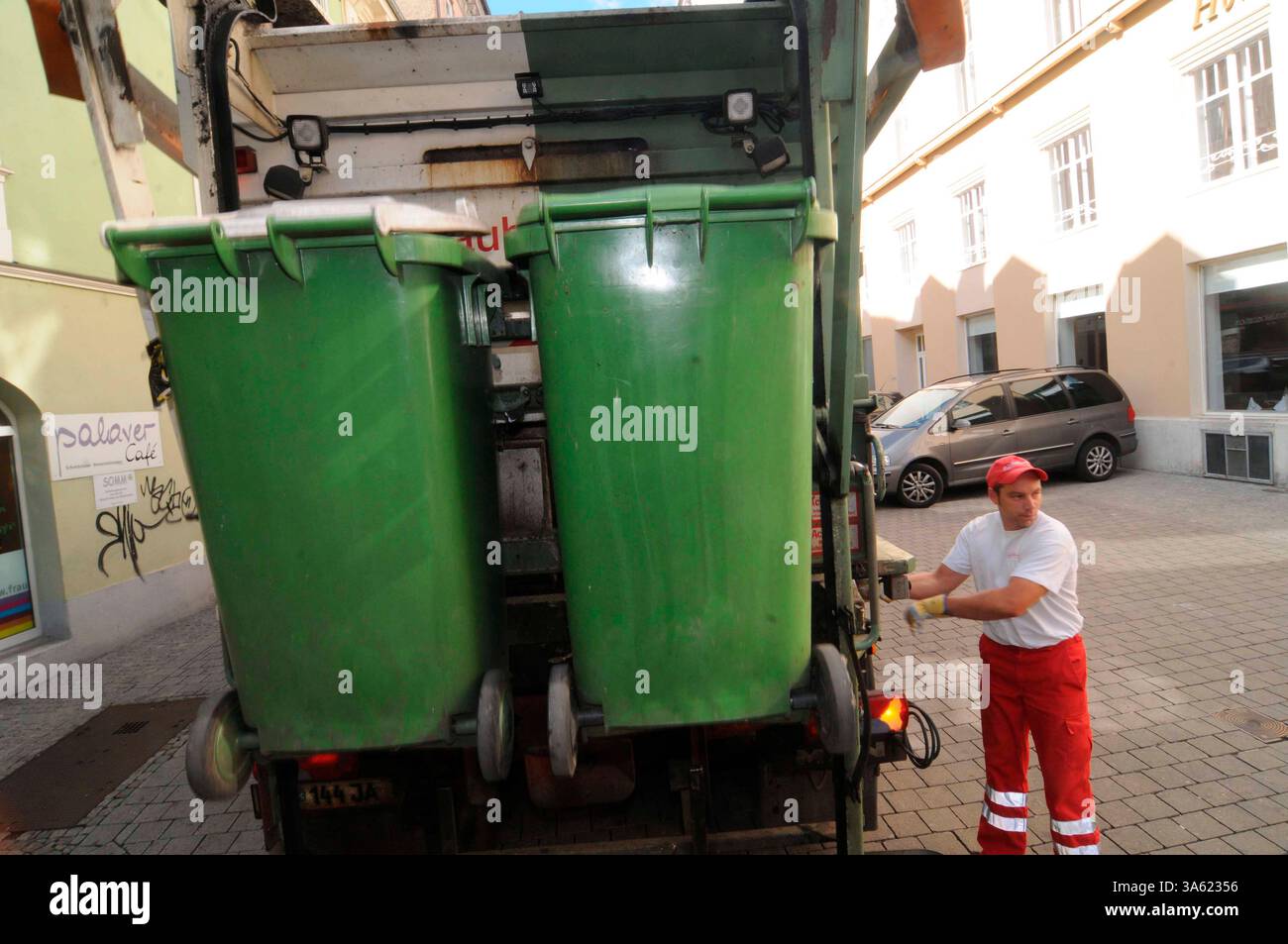 waste glass collection in garbage can and recycling for reusing ...