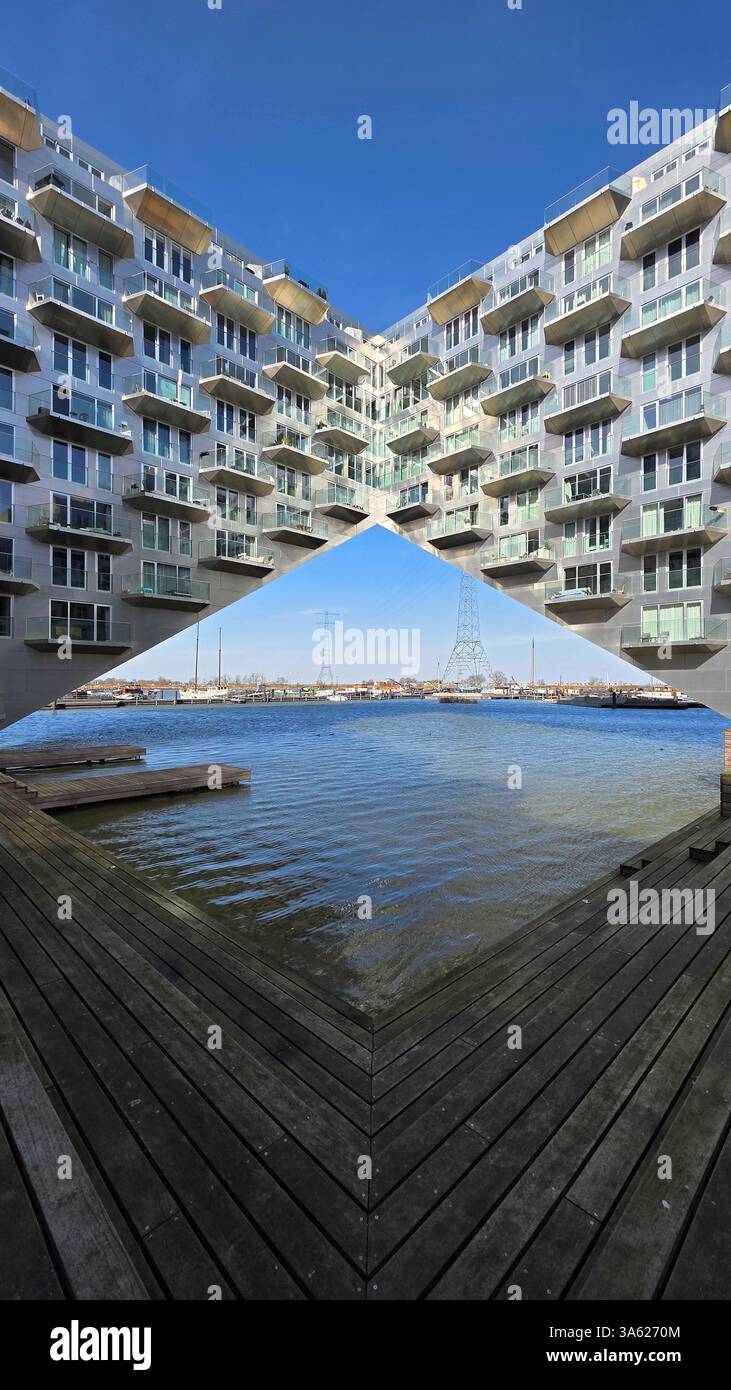 Modern apartment building on the water - Smartphone Captured Stock Image