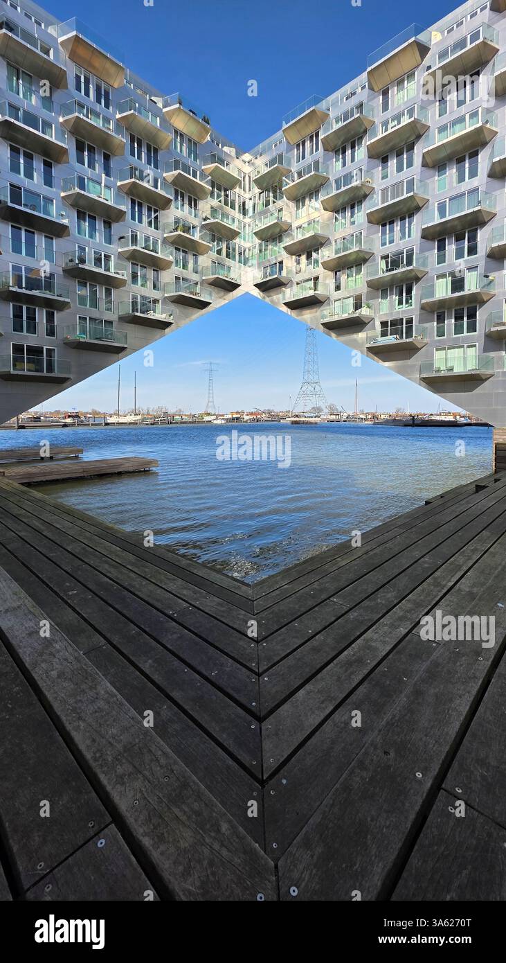 Symmetrical modern architecture on water - Smartphone Captured Stock Image